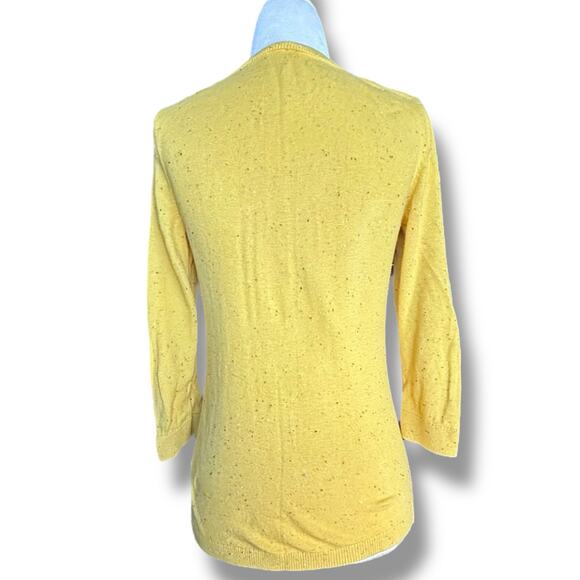 Talbots Petites Yellow Fox Sweater Monocle Top Hat Scarf Pullover Crewneck Knit - Picture 4 of 9